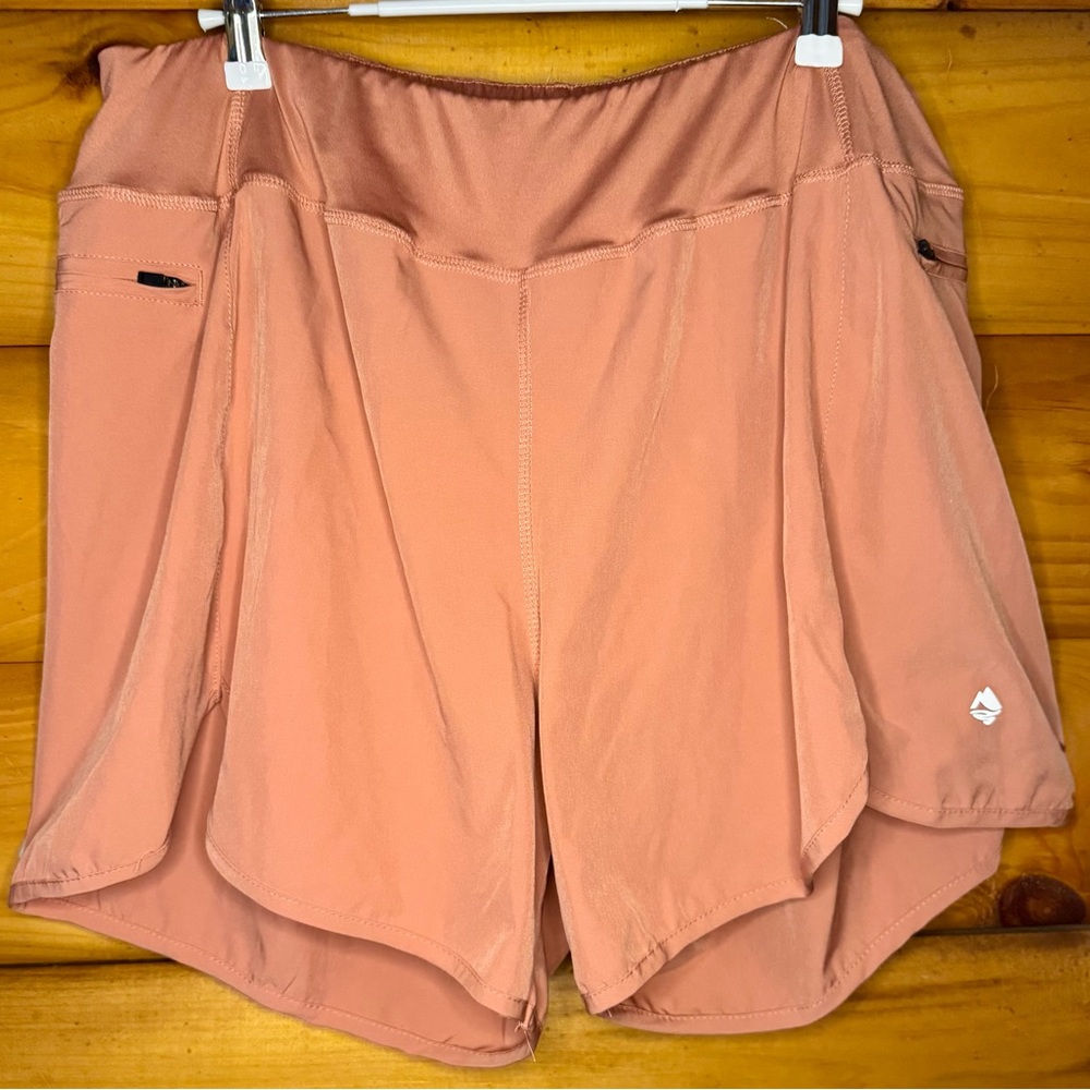 High-Rise Athletic Lined Shorts in Dusty Rose with Hidden Pockets